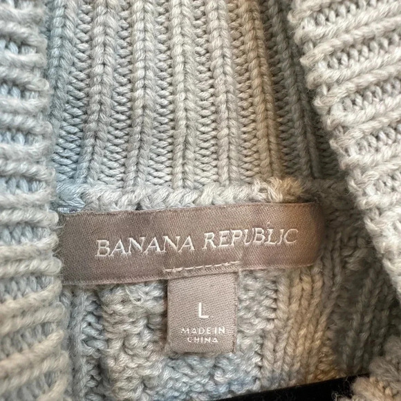 Banana Republic | Light Grey Cotton Blend Heavy Weight Turtleneck Sweater Size L - Picture 4 of 10